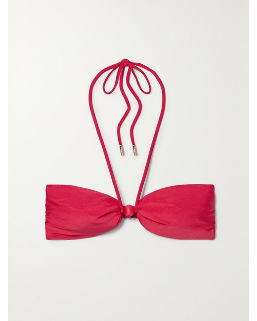 Cult Gaia Red Euphrasia Neckholder-Bikini-Oberteil Mit Verzierung