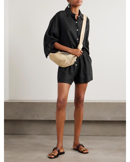 Deiji Studios Black 03 Linen Shirt And Shorts Set