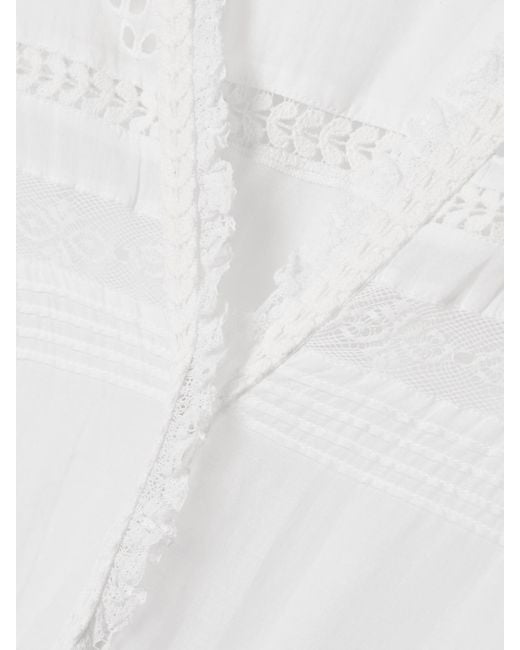 Isabel Marant White Daniva Lace-Trimmed Broderie Anglaise Organic Cotton-Voile Maxi Dress