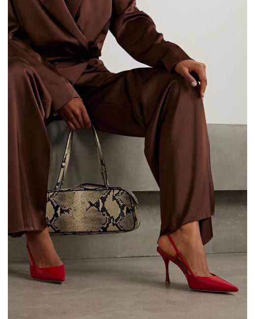 Gianvito Rossi Red Ascent 85 Leather Slingback Pumps