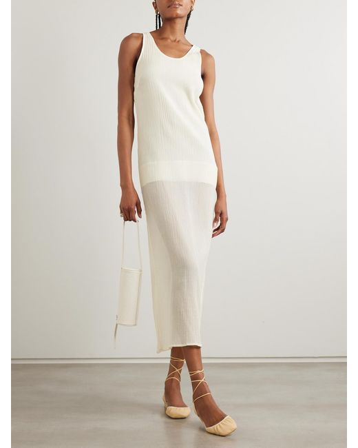 Totême White Cotton And Silk-Blend Crepon Midi Dress