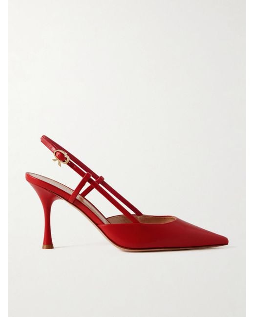 Gianvito Rossi Red Ascent 85 Leather Slingback Pumps