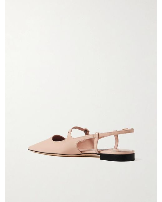Jimmy Choo Natural Didi Patent-Leather Slingback Point-Toe Flats
