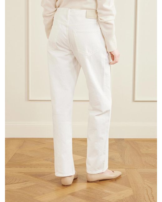 Citizens of Humanity White Lindz Mid-Rise Straight-Leg Jeans