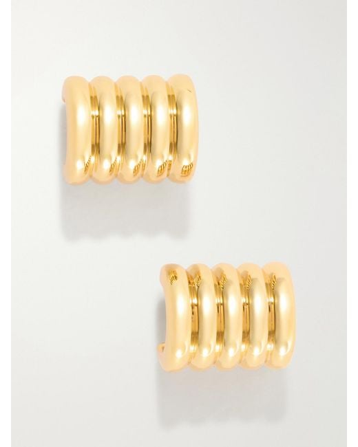 DEHANCHE Metallic Hollyhock Medium-Tone Earrings