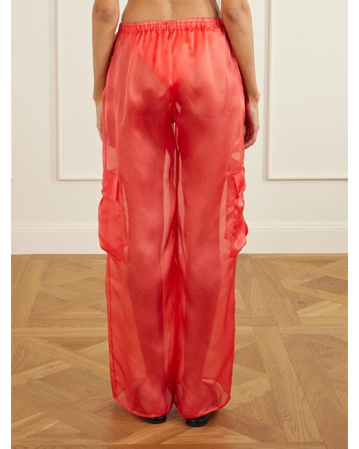 Kiki de Montparnasse Red Organza Straight-Leg Pants