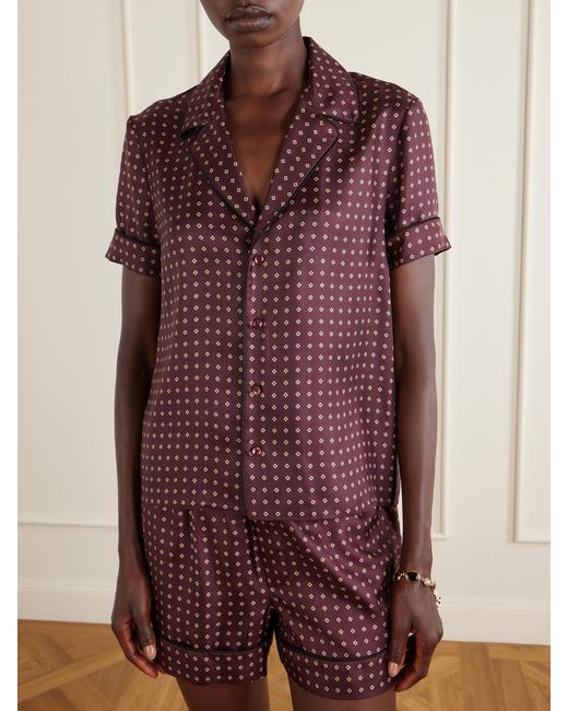 Saint Laurent Red Printed Silk-Twill Shirt