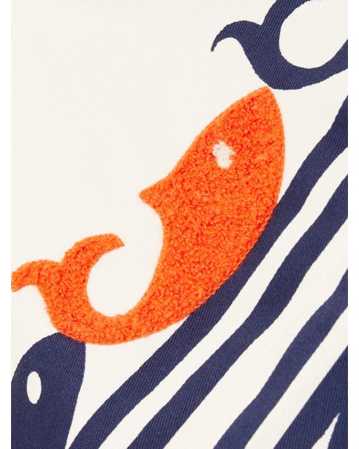 ALÉMAIS White Marine Shorts Aus Biobaumwolle Mit Falten, Streifen Und Stickerei