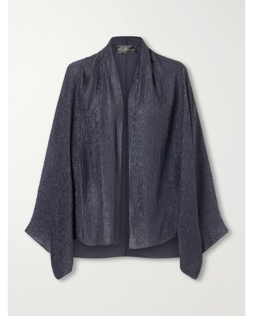 Cortana Blue Anhelo Crinkled Silk-Charmeuse Jacket