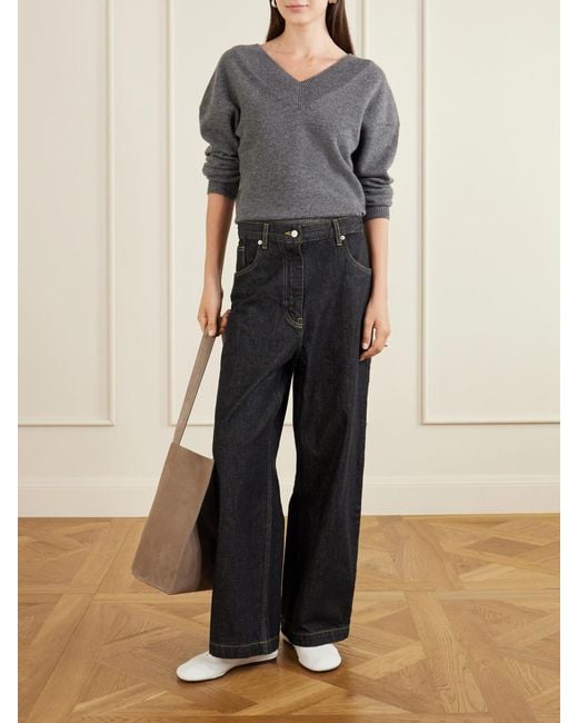 Studio Nicholson Black Neive Organic Low-Rise Wide-Leg Jeans