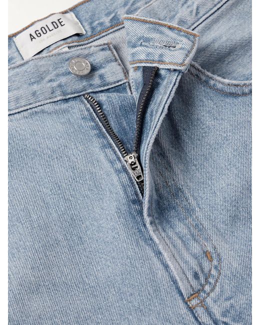 Agolde Blue Low Curve Mid-Rise Wide-Leg Jeans