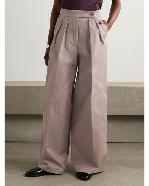 Dries Van Noten Brown Bundfaltenhose Mit Weitem Bein Aus Baumwoll-Twill