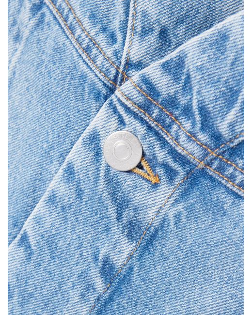 Stella McCartney Blue Frayed Paneled Organic Denim Mini Dress