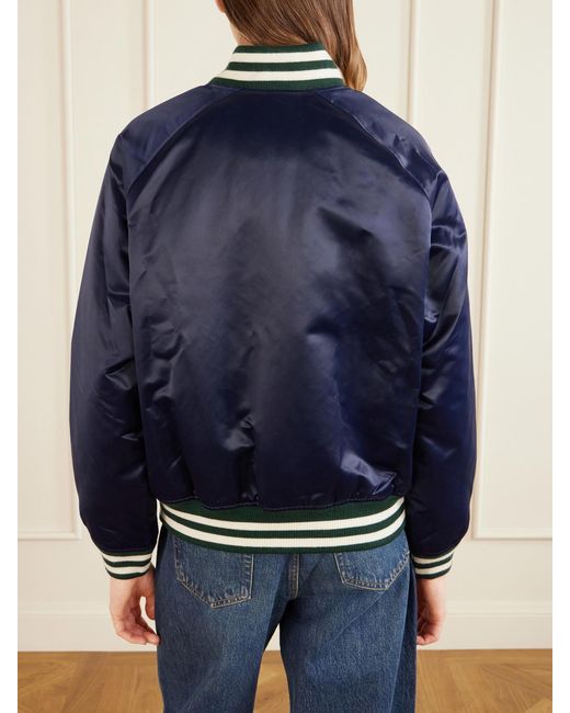 Aimé Leon Dore Blue Logo-Embroidered Satin Padded Varsity Jacket