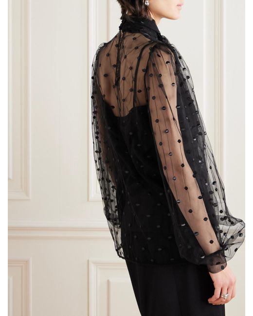 Costarellos Black Schluppenbluse Aus Point D'Esprit
