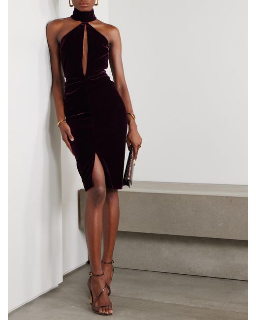 Robe Midi En Velours À Découpes Et À Drapés Tom Ford en coloris Blue