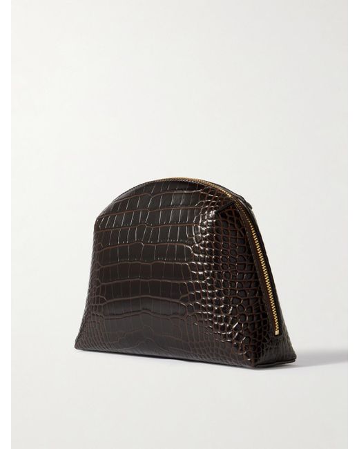 Totême  Black Croc-Effect Leather Clutch