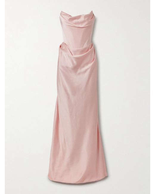 Vivienne Westwood Pink Galaxy Strapless Gathered Satin-Crepe Gown