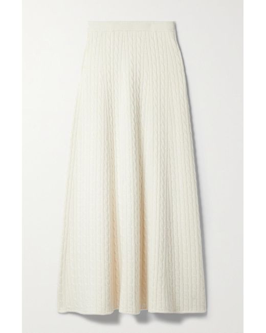 Co. Cable-knit Cashmere Midi Skirt in White | Lyst