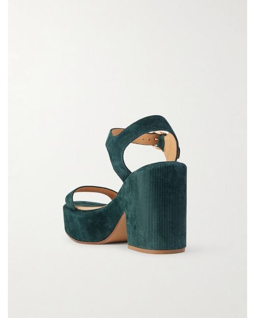 Gabriela Hearst Green Iman 100 Ribbed Suede Sandals