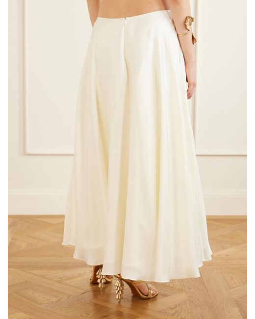 Cult Gaia White Cyrene Silk-Twill Midi Skirt