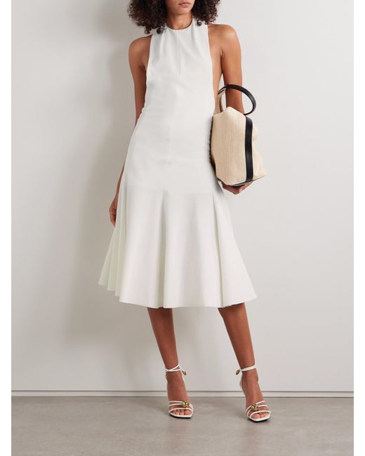 Jacquemus White Favola Open-Back Crepe-Jersey Halterneck Midi Dress