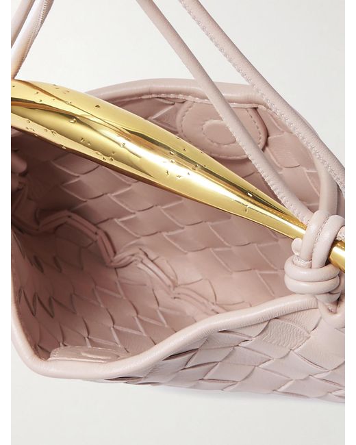 Bottega Veneta Pink Sardine Mini Intrecciato Leather Shoulder Bag