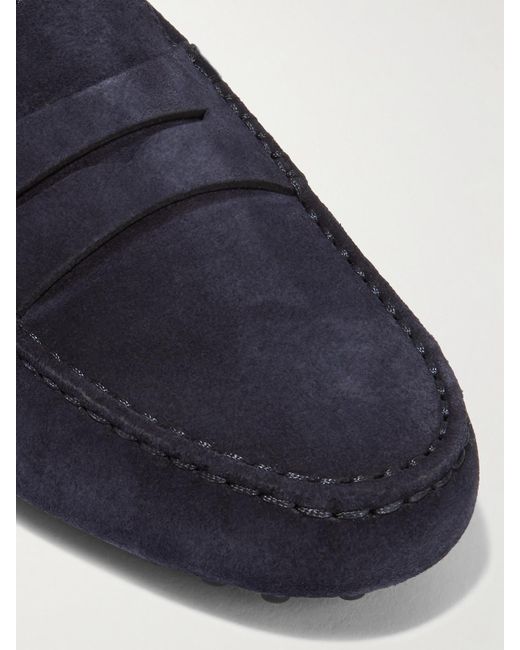 Tod's Blue Gommini Suede Loafers