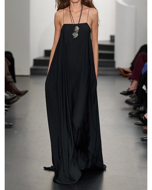 Ralph Lauren Black Erickson Satin Maxi Dress