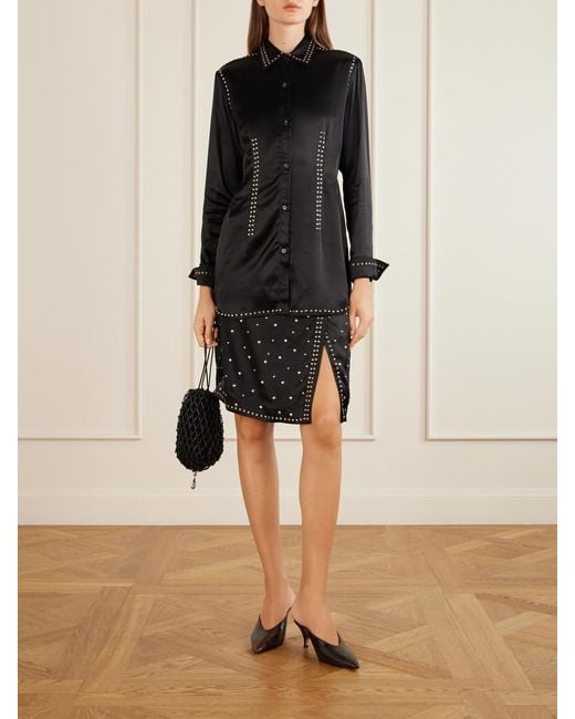 Wales Bonner Black Cosmic Embellished Satin Midi Skirt