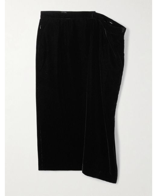 Marie Adam-Leenaerdt Black Asymmetric Velvet Maxi Skirt