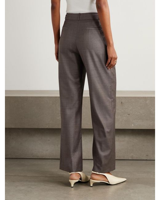 Loulou de Saison Gray Sbiru Pleated Wool-Twill Pants