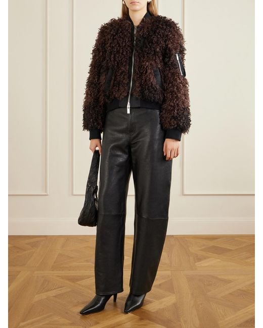 Sacai Brown Plush Bomber Jacket