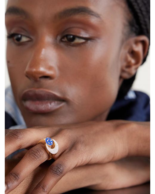 Sydney Evan Metallic Celestial 14-Karat, Lapis Lazuli And Diamond Ring