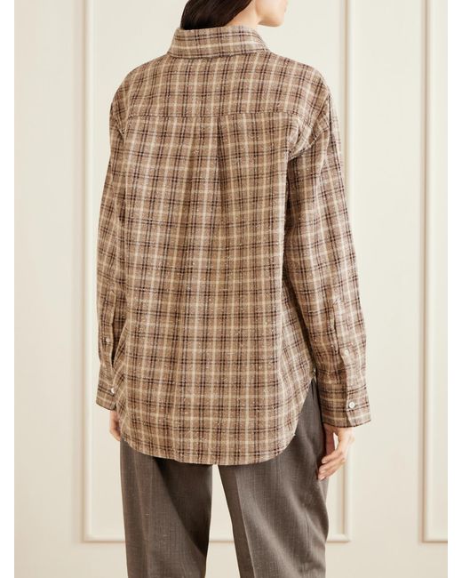 Rohe Natural Oxford Checked Cotton-Bouclé Shirt