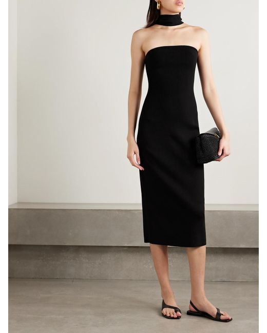 Cult Gaia Black Erika Neckholder-Midikleid Aus Stretch-Strick