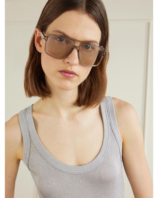 Tom Ford Natural Kemp Aviator-Style Acetate Sunglasses