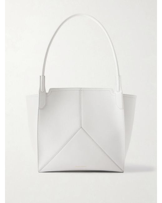 Victoria Beckham White The Victoria Soft Mini Metallic Leather Tote