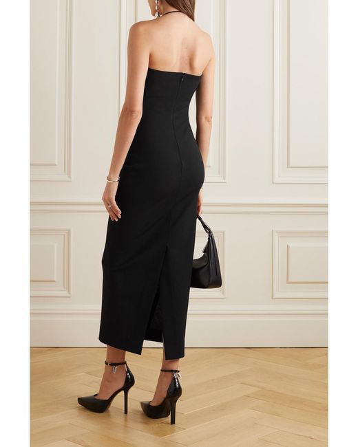 Givenchy Black Grain De Poudre Stretch Wool-Blend Halterneck Midi Dress