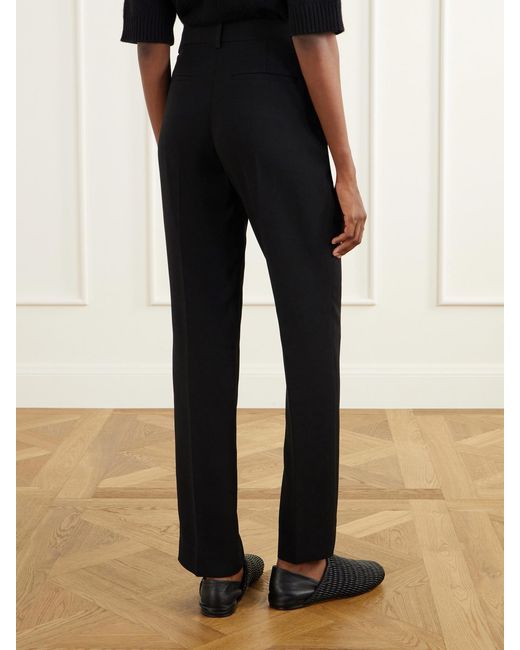 Theory Black Crepe Straight-Leg Pants