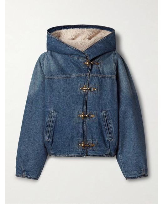 Isabel Marant Blue Biane Jeansjacke Mit Kapuze Und Fleecefutter