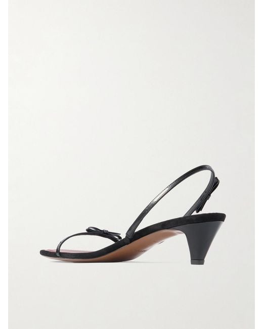 Neous Natural Diwo Bow-Embellished Patent-Leather Slingback Sandals
