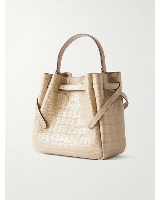 Tory Burch Natural Croc-Effect Logo-Embellished Leather Shoulder Bag