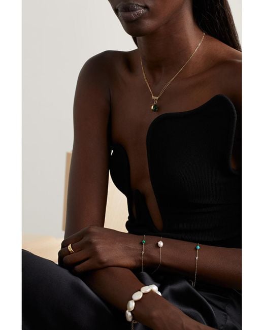 Mateo Natural 14-Karat, Pearl And Diamond Bracelet