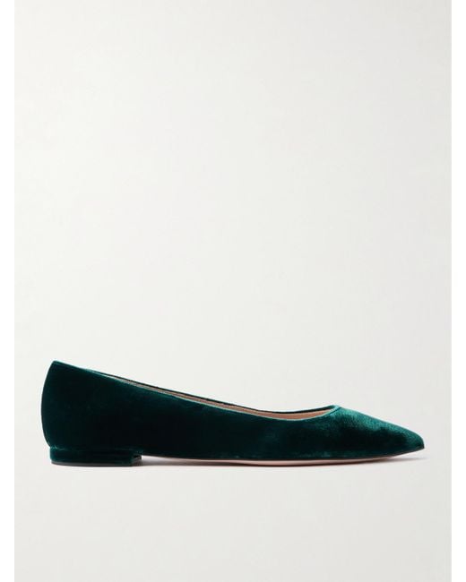 Gianvito Rossi Black Velvet Point-Toe Flats