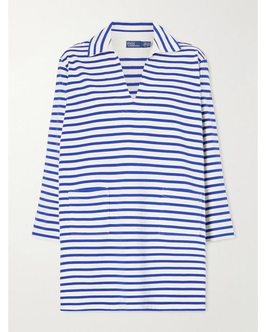 Polo Ralph Lauren Blue Striped Cotton-Jersey Mini Dress