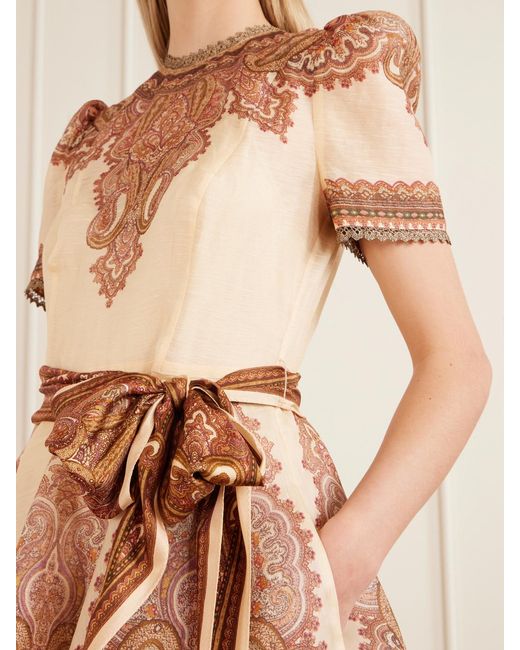 Zimmermann Natural Ascent Picnic Belter Printed Linen And Silk-Blend Mini Dress