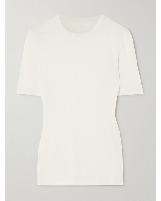 Totême  Natural T-Shirt Aus Rippstrick