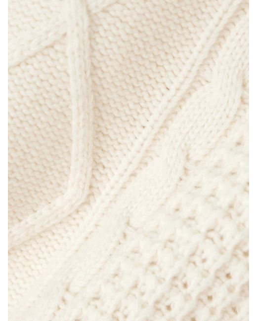 Perfect Moment Natural Crystal Cropped Cable-Knit Merino Wool Turtleneck Tank
