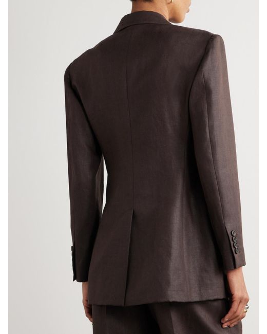 Brunello Cucinelli Black Doppelreihiger Blazer Aus Leinen